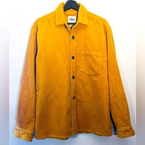 Zara Corduroy Marigold Yellow Gold Shirt Jacket Shacket Size M